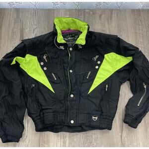 Ellesse Ski Jacket Italy Green Pink Black Vintage Mens size 98 / 175 / Medium